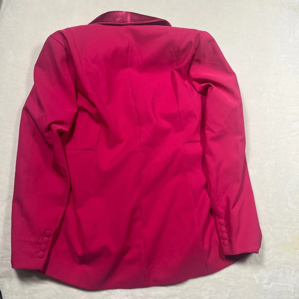 Torrid Pink Peacock Sharkskin Contrast Lapel Blazer 1X 14-16 Barbiecore Formal